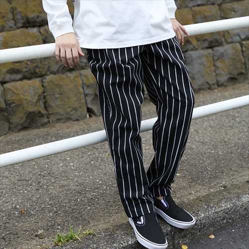 [クックマン]Chef Pants Duck Canvas Stripe Black