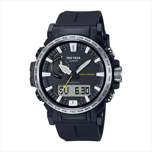 CASIO◇PRO TREK/ソーラー腕時計/デジタル/BLK/BLK/PRW-1500YJ THE